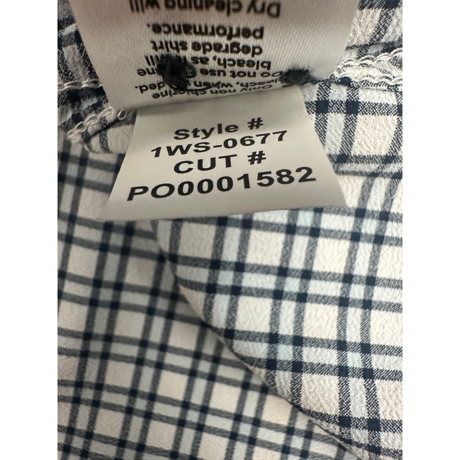 Mizzen+Main Monaco Trim Plaid Performance Long Sleeve Button Down in Navy Light Blue White — Size 2XL // Preowned