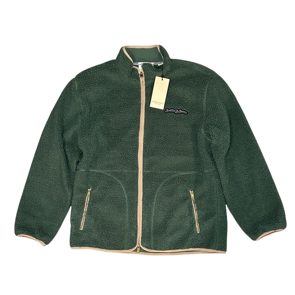 Scotch & Soda Pine Green Sherpa Full Zip Jacket - Medium