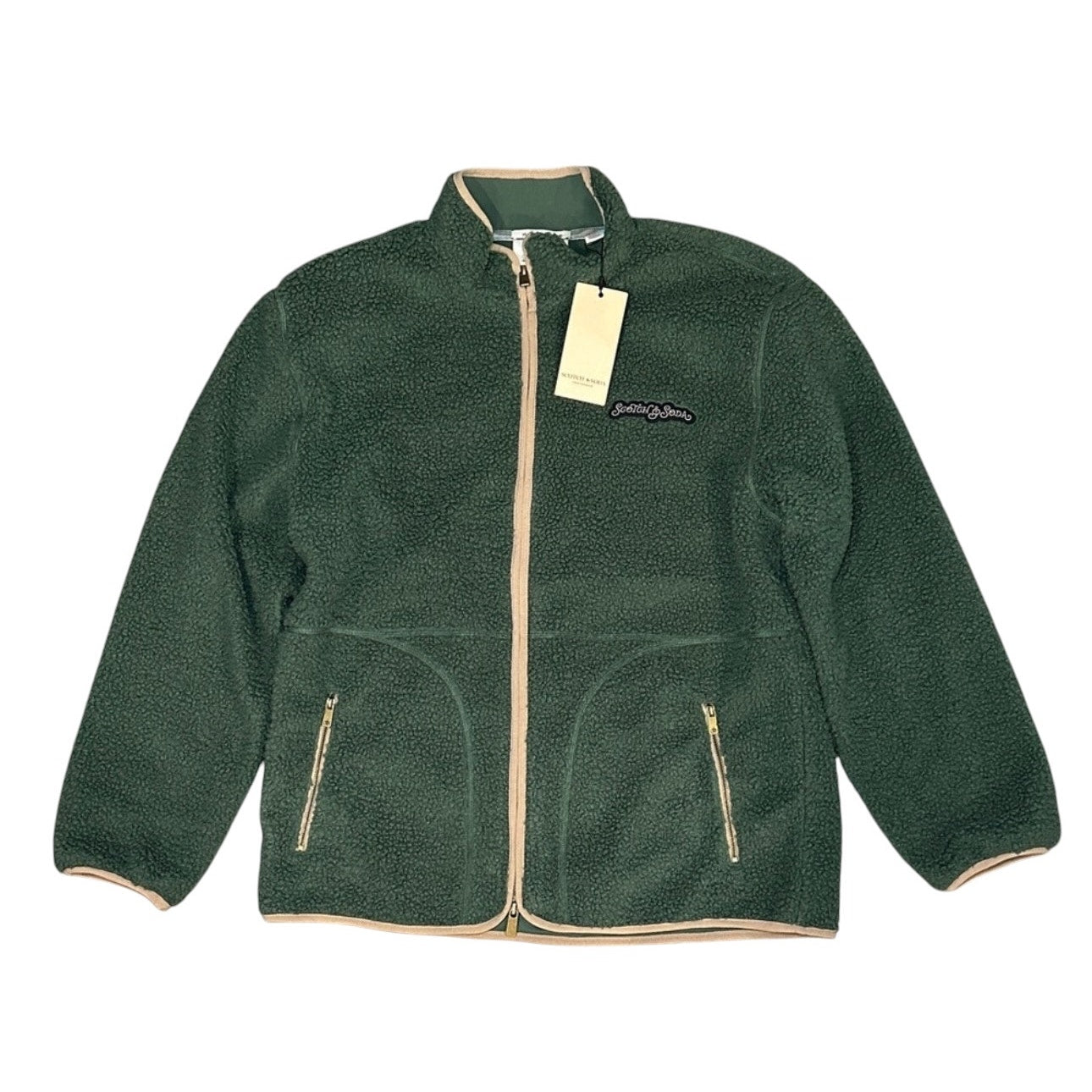Scotch & Soda Pine Green Sherpa Full Zip Jacket - Medium