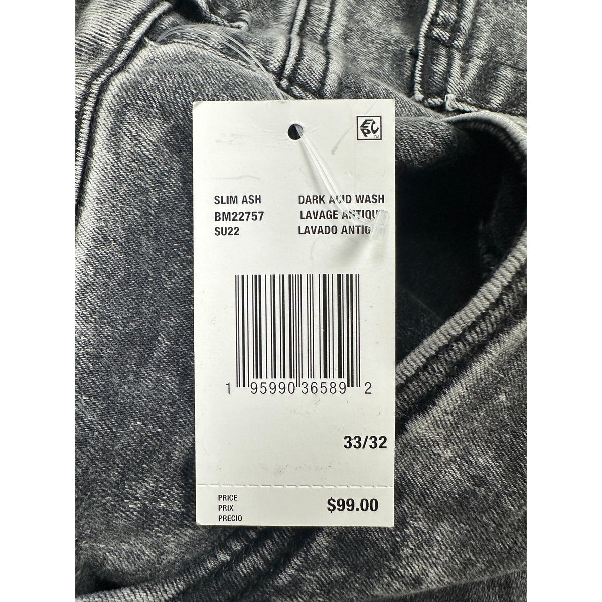 Buffalo David Bitton Slim Ash Black Story Jeans — Size 33x32