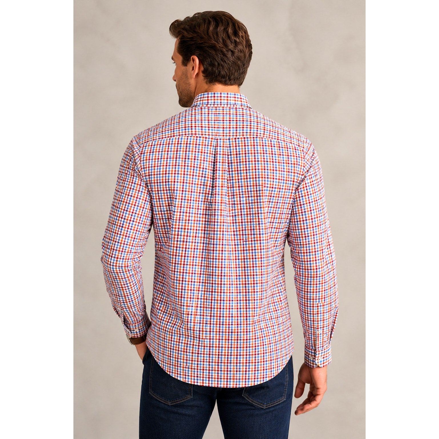 Robert Talbott Caramel Checkered Long Sleeve Button Down - Medium