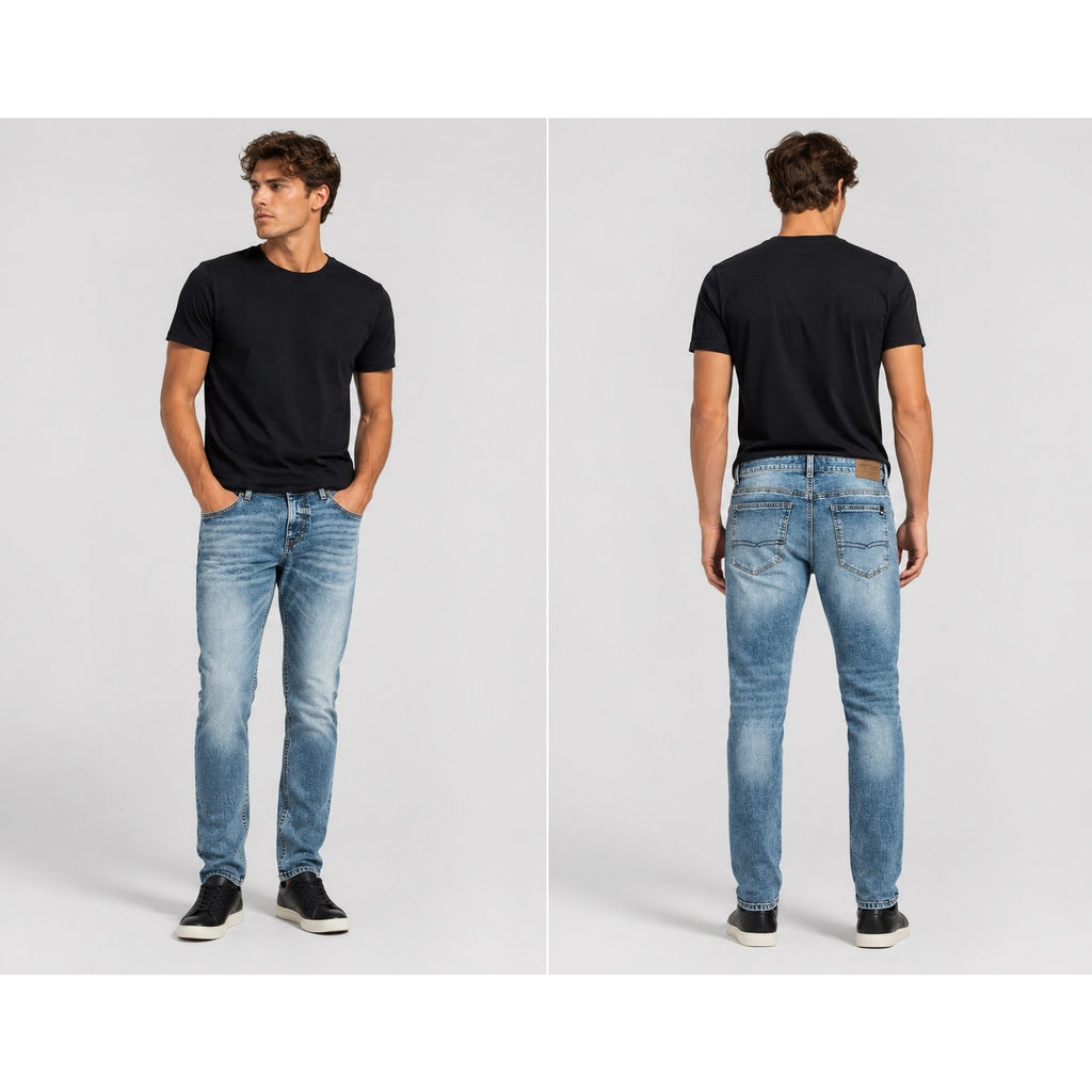Buffalo David Bitton Slim Ash Stretch Jeans in Marbled and Sanded — Size 34x32