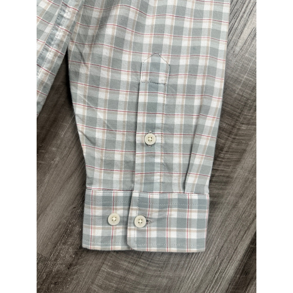 The Normal Brand Plaid Long Sleeve Button Down in Gray Tan Red and White — Size XL // Preowned