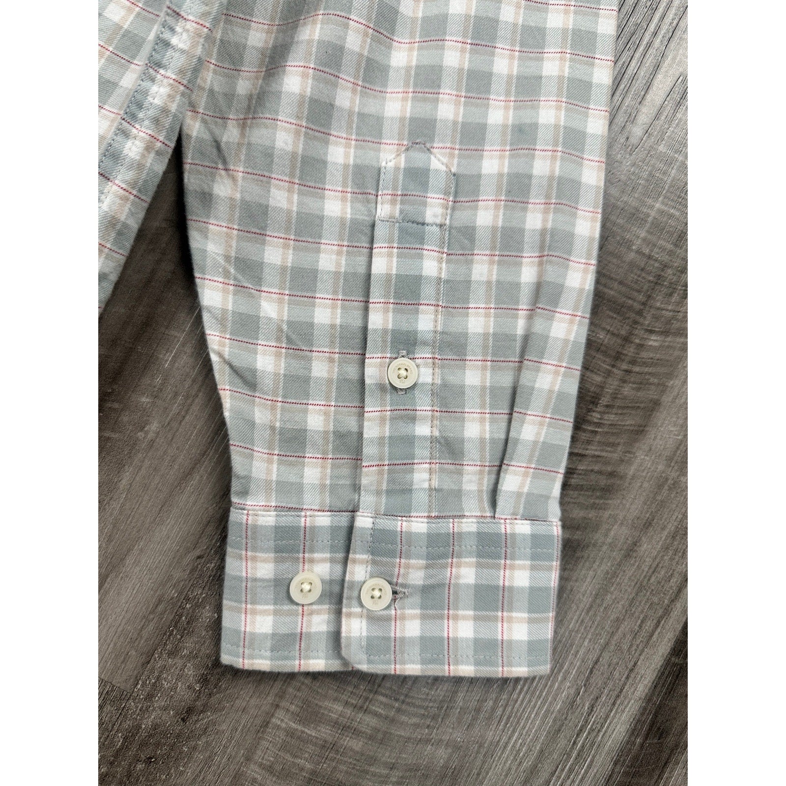 The Normal Brand Plaid Long Sleeve Button Down in Gray Tan Red and White — Size XL // Preowned