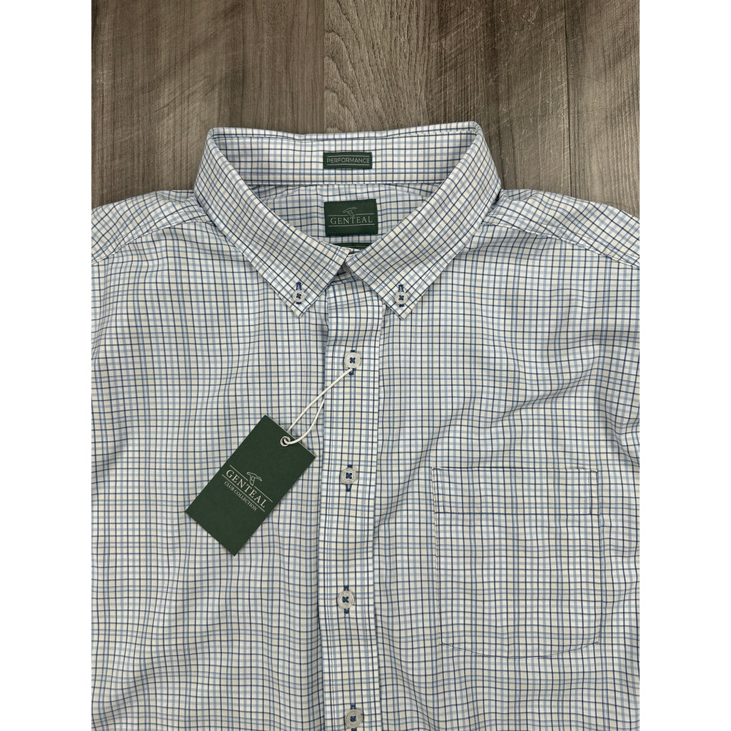 Genteal Club Collection Performance Sport Shirt Long Sleeve Button Down in Ether Plaid — Size XL