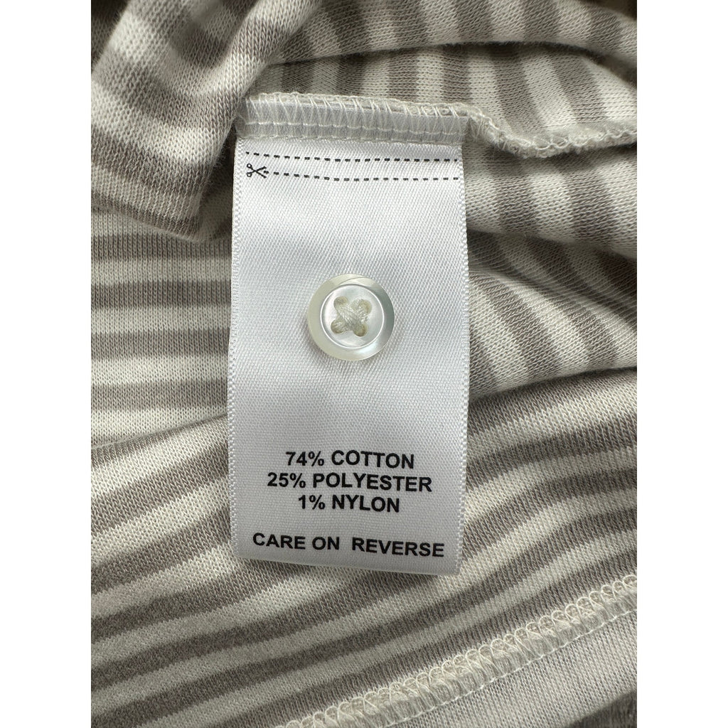 Billy Reid Louis Striped Slim Fit Long Sleeve Henley in Cream, Gray — Size Medium // Preowned