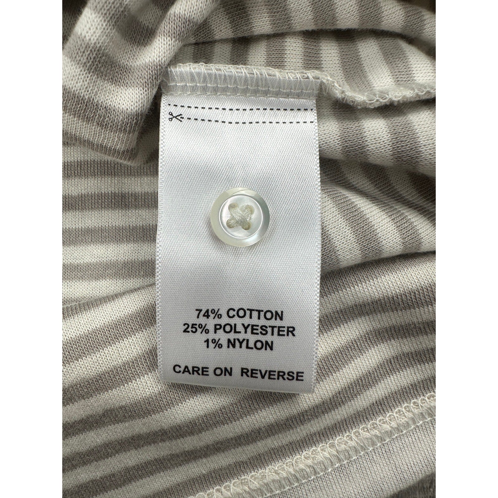 Billy Reid Louis Striped Slim Fit Long Sleeve Henley in Cream, Gray — Size Medium // Preowned