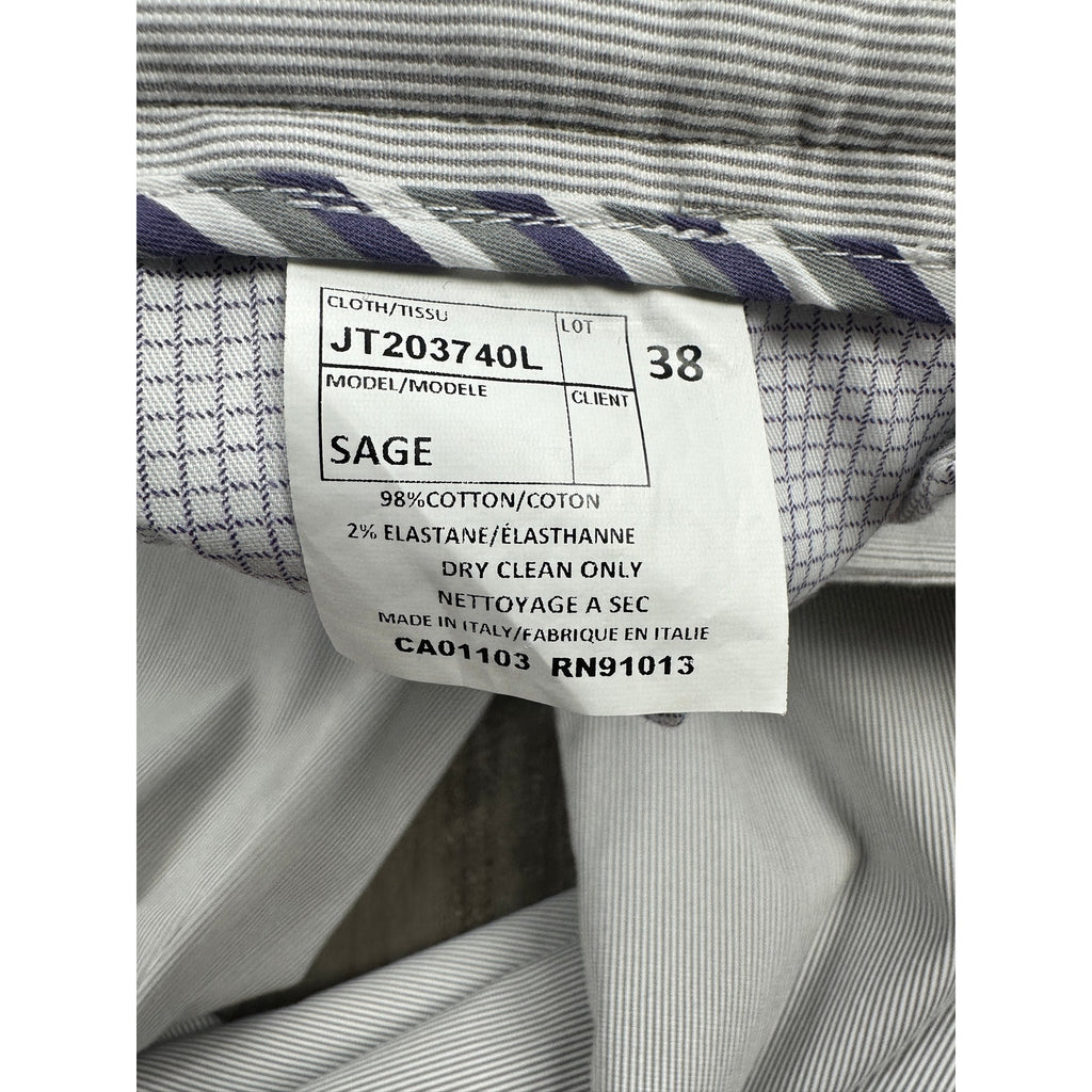Jack Victor Made in Italy Sage Striped Chino Dress Pants in Gray White — Size 38
