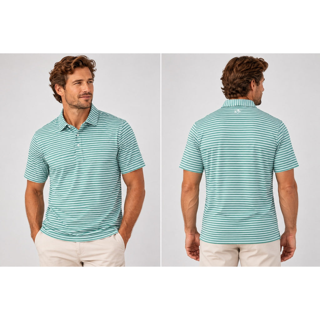 Southern Tide Driver Gulf Stripe Short Sleeve Performance Polo — Size 2XL // Preowned