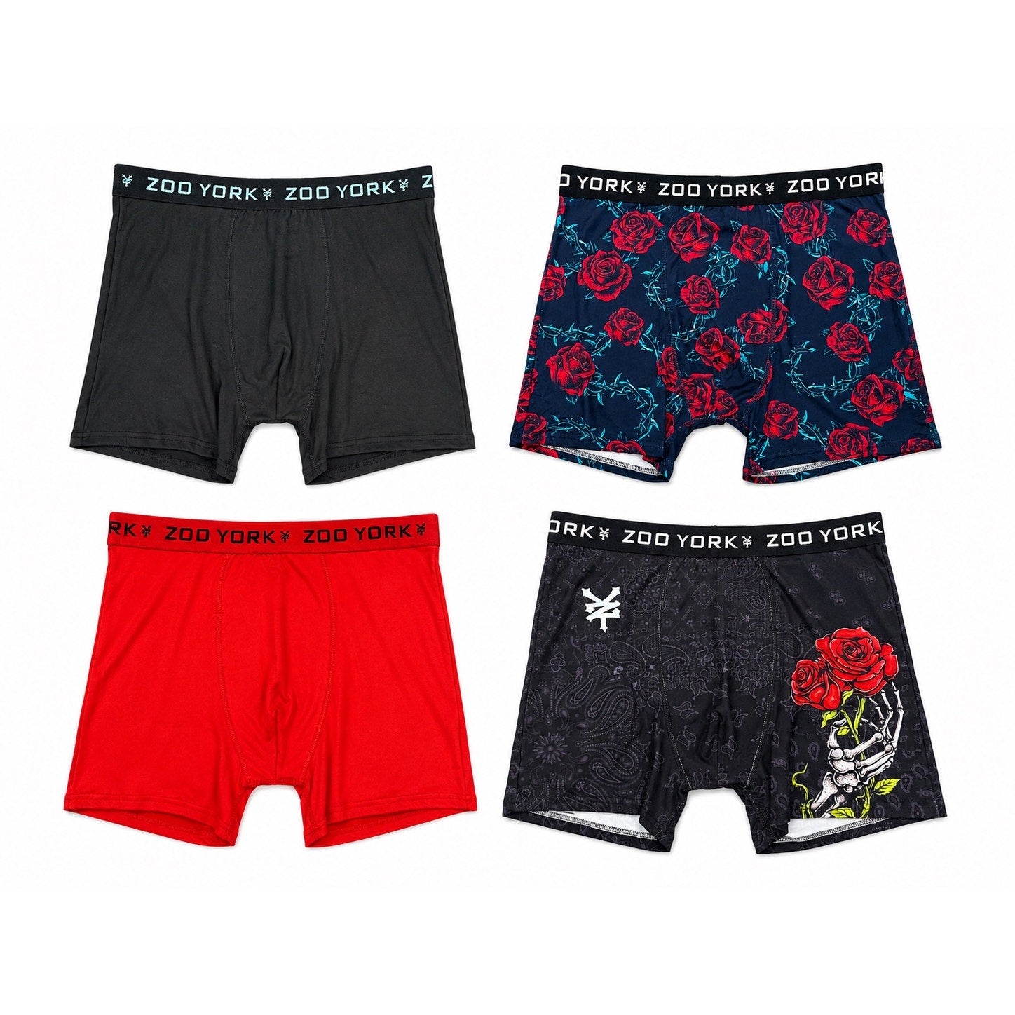 Zoo York Super Soft Brushed Boxer Briefs 4-Pack — Size Large
