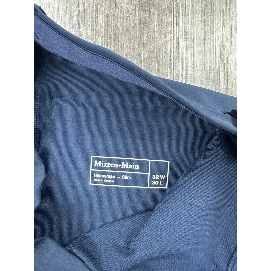 Mizzen+Main Helmsman 5 Pocket Slim Fit Performance Chino Pants in Navy — Size 32x30 // Preowned