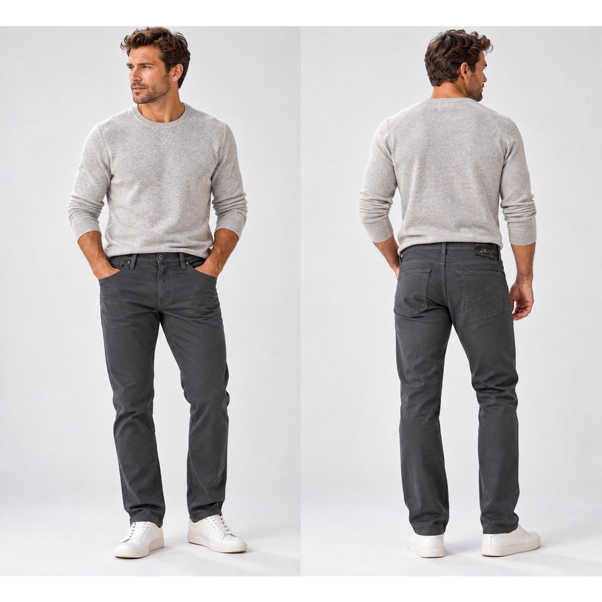 AG Adriano Goldschmied The Protégé Straight Leg Sueded Sateen Stretch Chino Jeans — Size 30x34 // Preowned