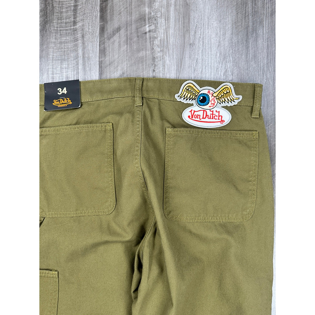 Von Dutch Straight Double-Knee Carpenter Pant in Sphagnum Green — Size 34