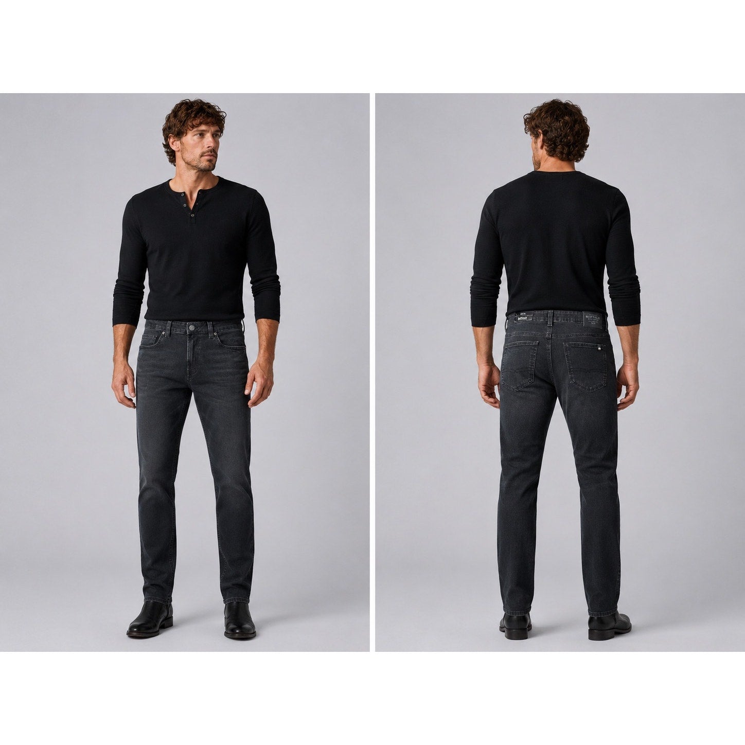Buffalo David Bitton Ash Slim Stretch Jean in Black Sanded — Size 34x30