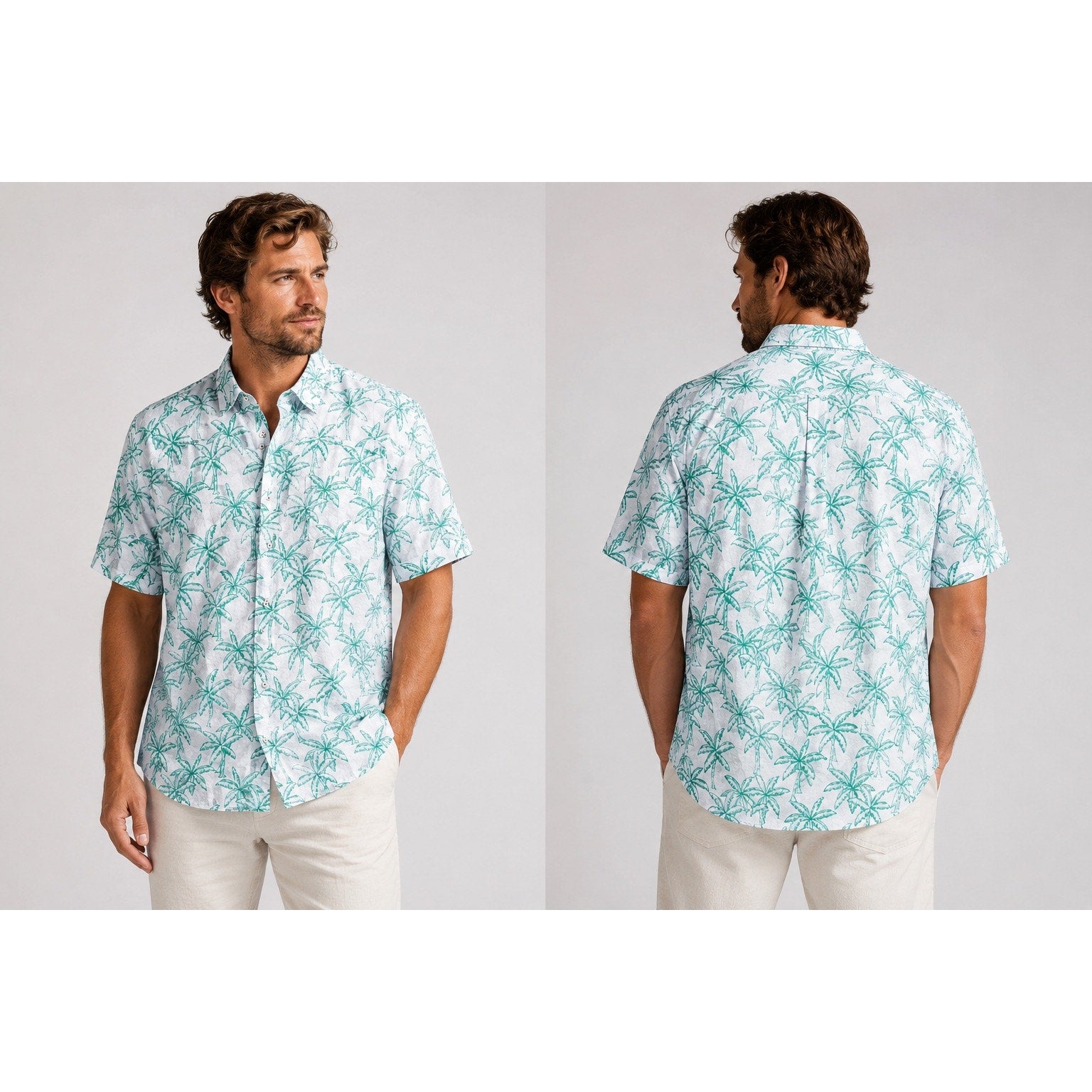 Tommy Bahama Nova Wave Royal Palmetto Short Sleeve Shirt in Dew Drop Green — Size Large