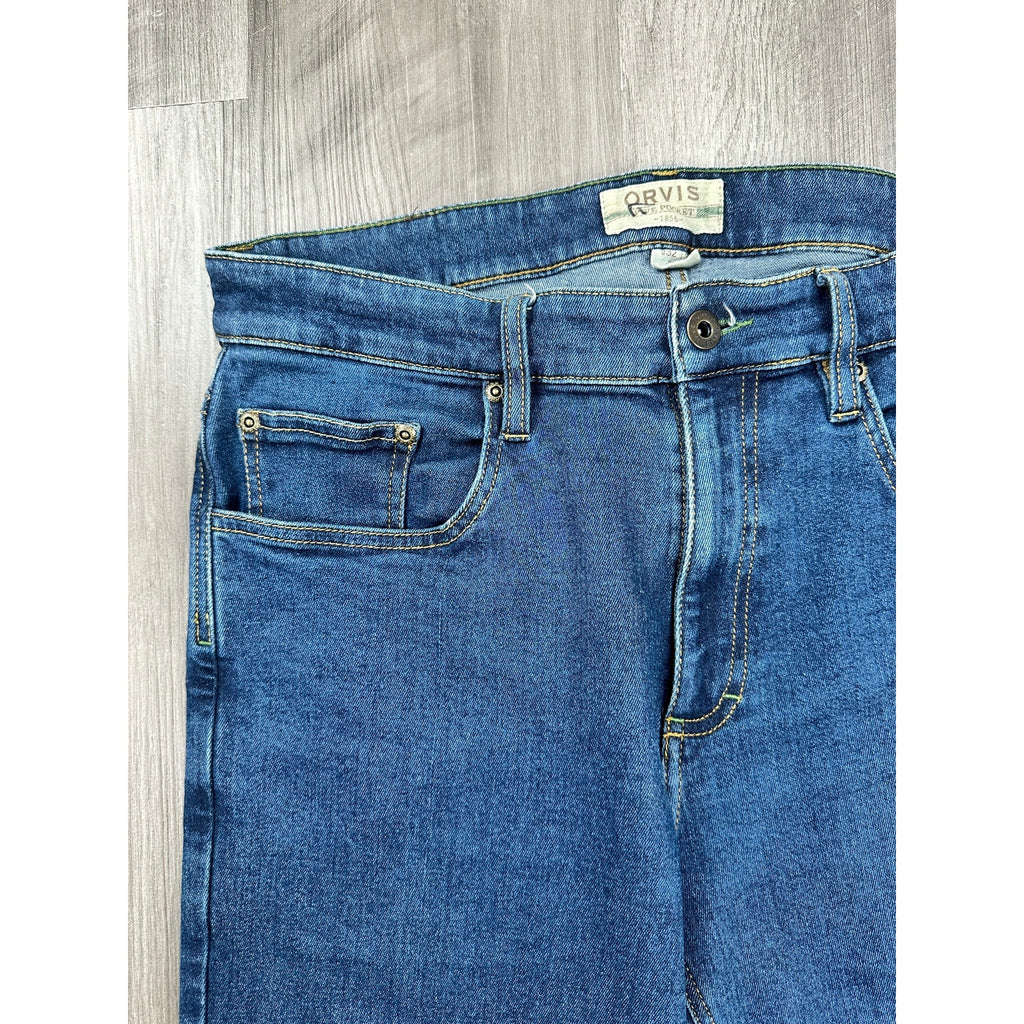 Orvis Five Pocket Straight Leg Stretch Jean in Blue — Size 32x30 // Preowned