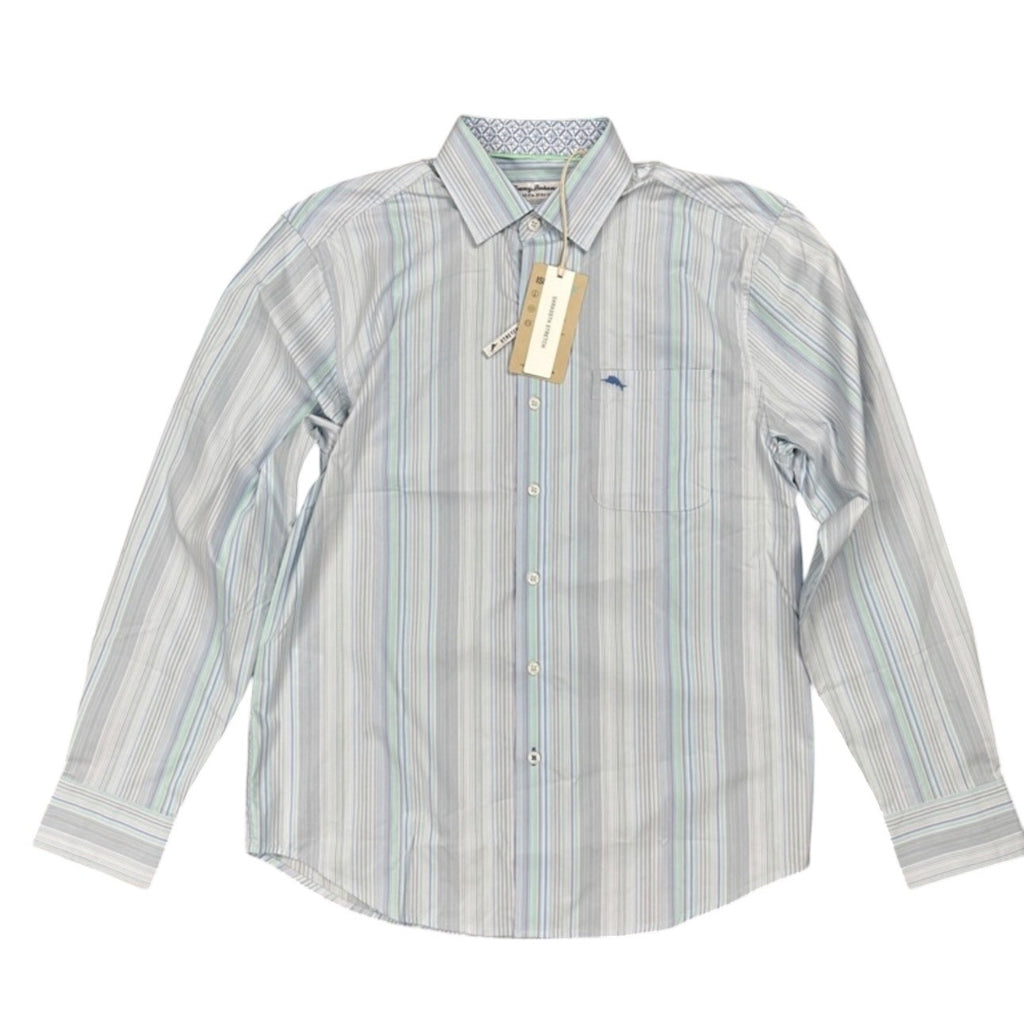 Tommy Bahama Sarasota Stretch Dew Drop Striped Long Sleeve Button Down - Small