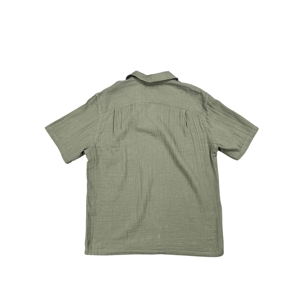 Rag & Bone Alan Gauze Short Sleeve Shirt in Olive Green — Size Medium