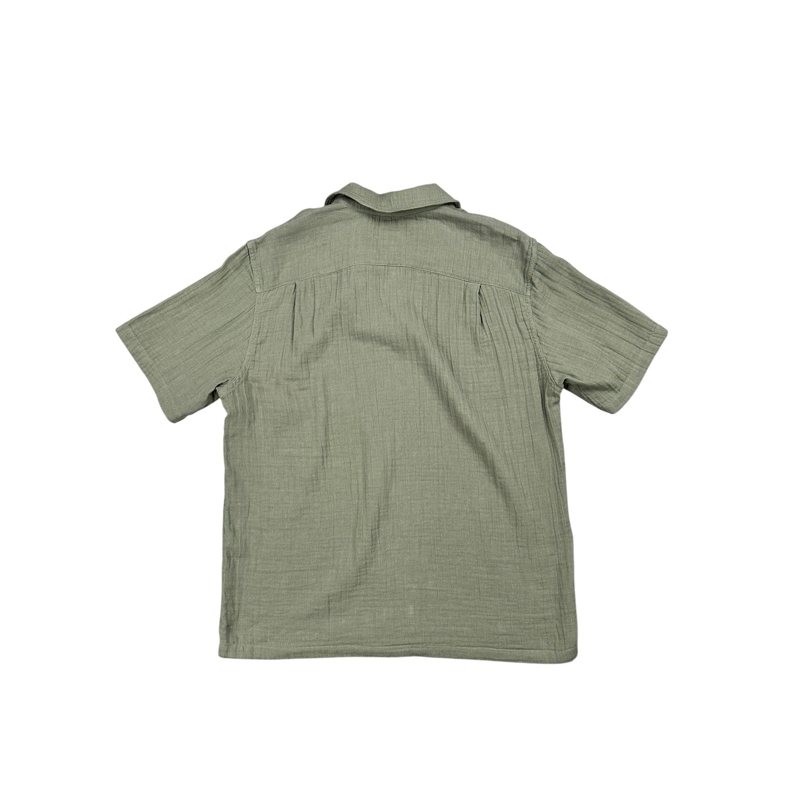 Rag & Bone Alan Gauze Short Sleeve Shirt in Olive Green — Size Medium