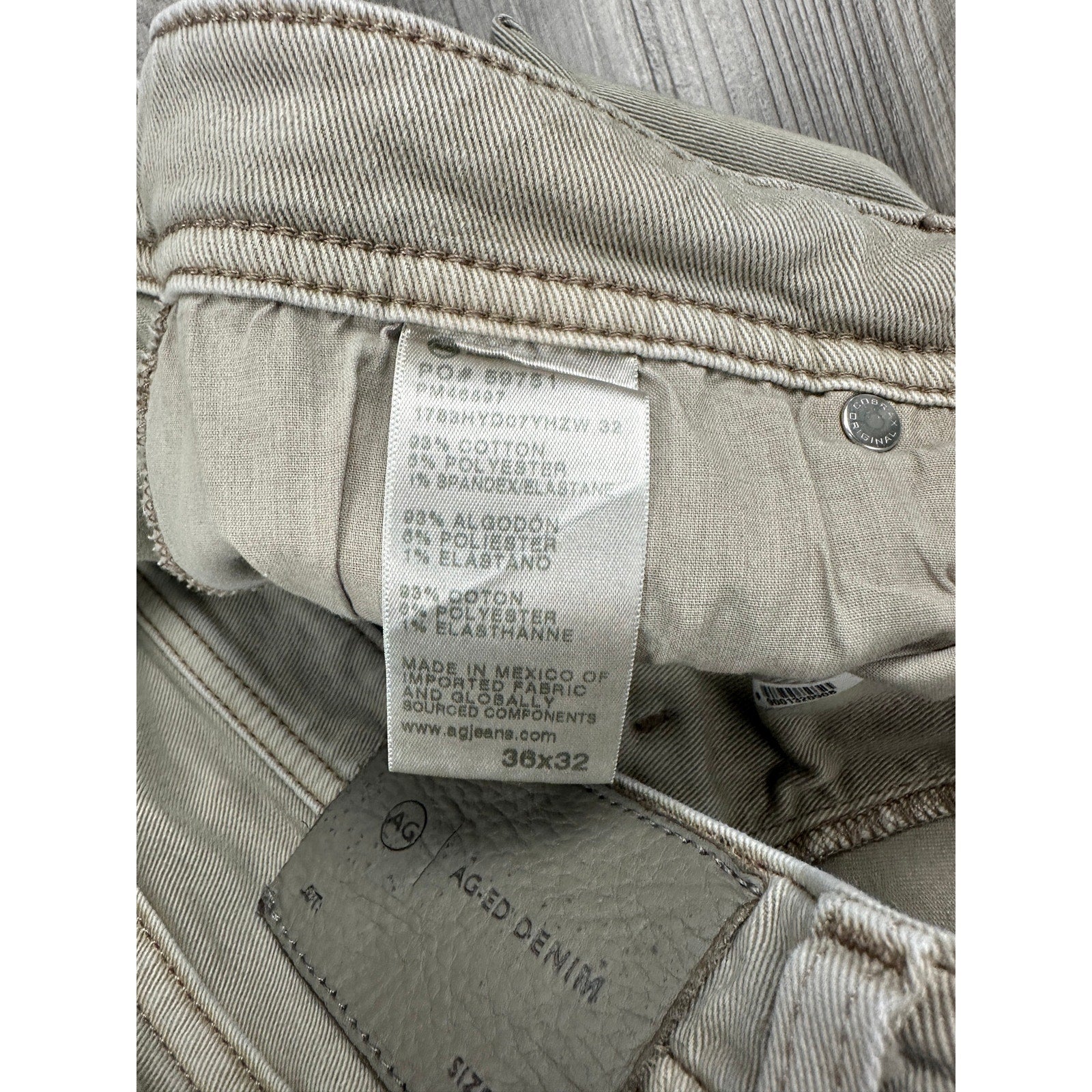 AG Adriano Goldschmied AG-ED Denim Tellis Modern Slim Jeans in Beige Khaki — Size 36x32 // Preowned