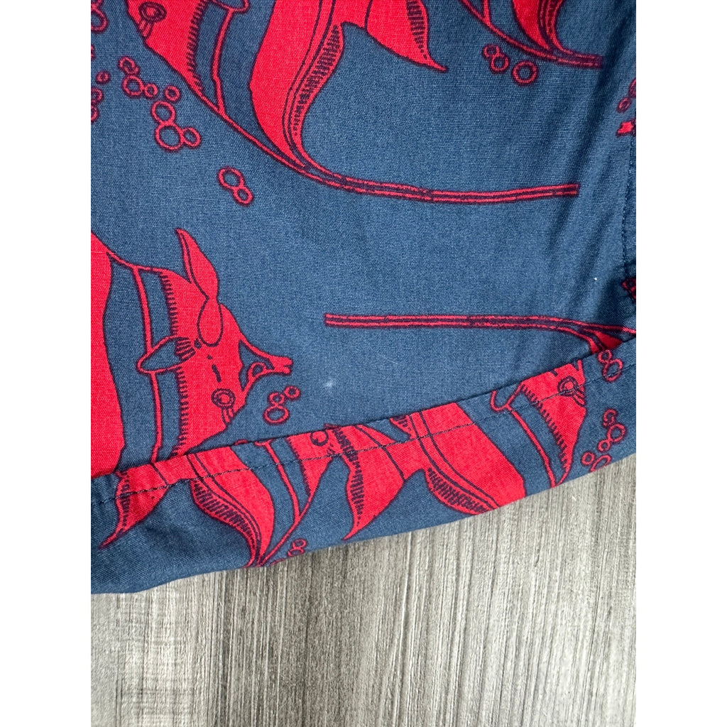 Vissla Deep Seas Short Sleeve Button Down in Dark Blue Gray Red — Size XL // Preowned