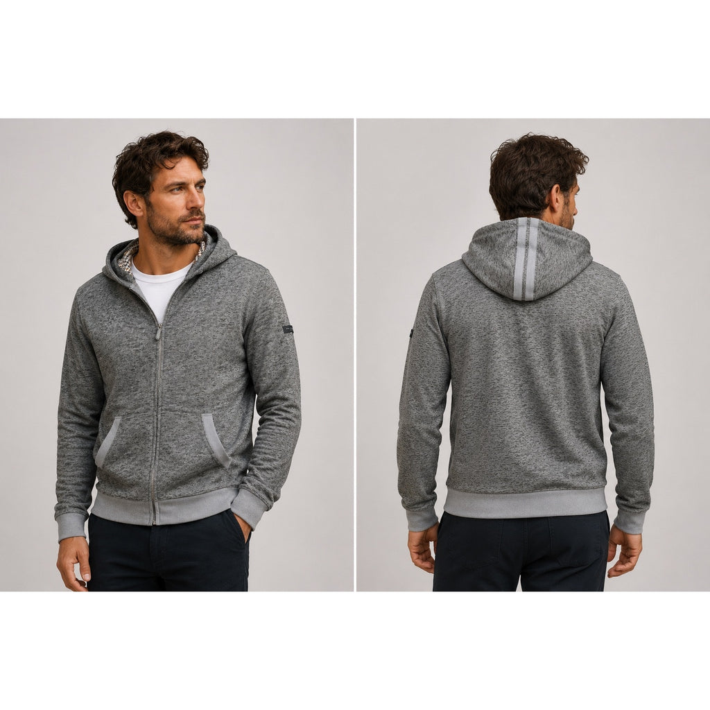 Ted Baker Hacci Single Jersey Full Zip Hoodie in Tornado Heather — Size Large