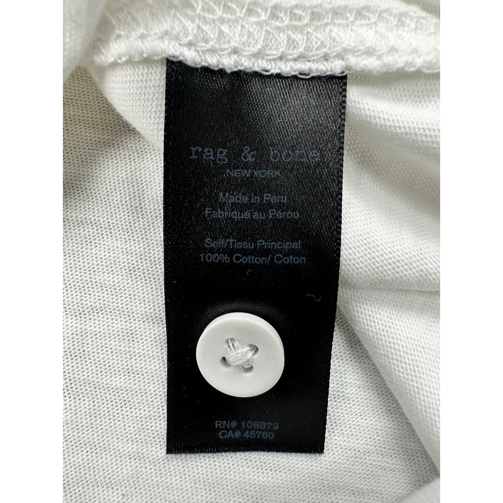 Rag & Bone Classic Slub Jersey Short Sleeve Henley in White — Size 2XL