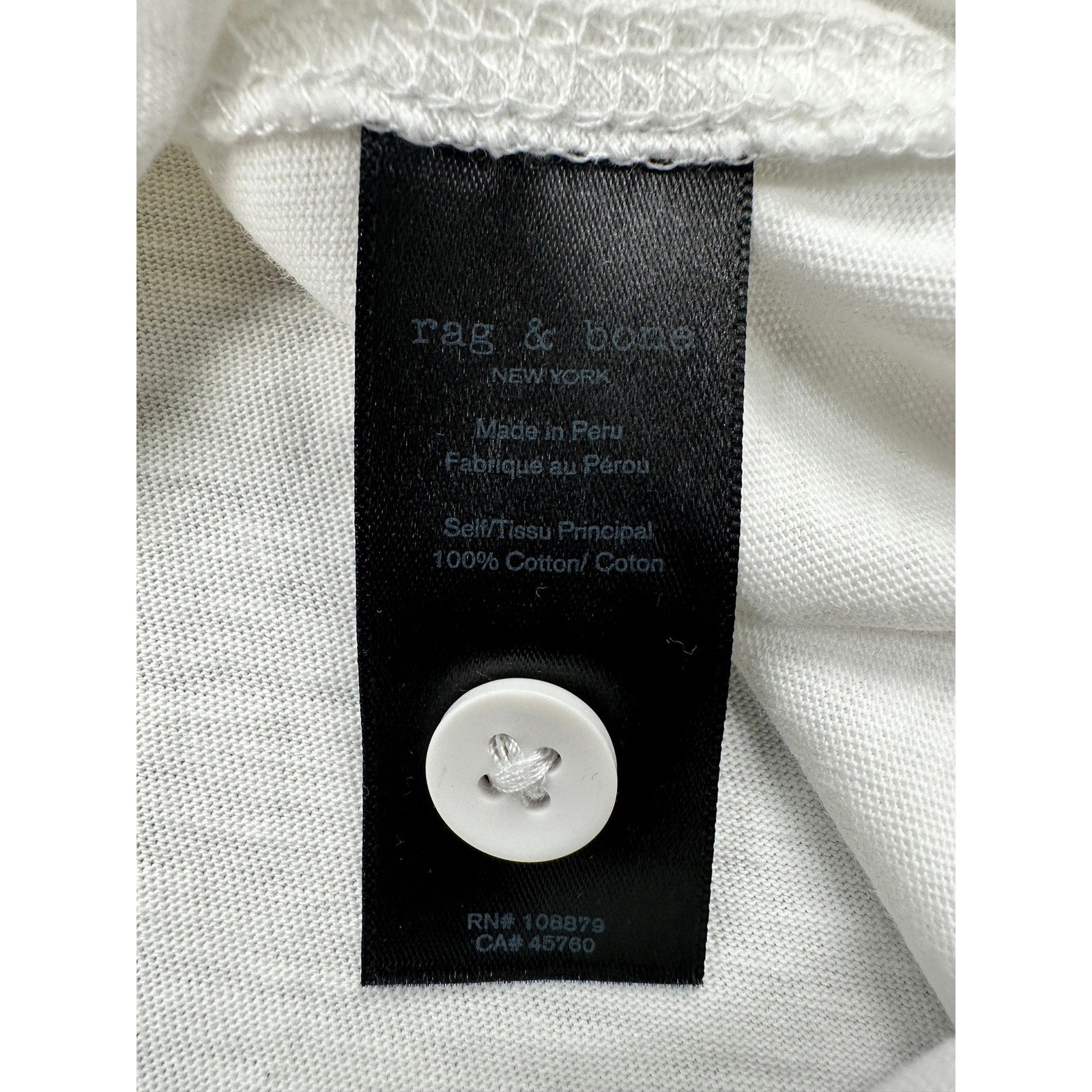 Rag & Bone Classic Slub Jersey Short Sleeve Henley in White — Size 2XL