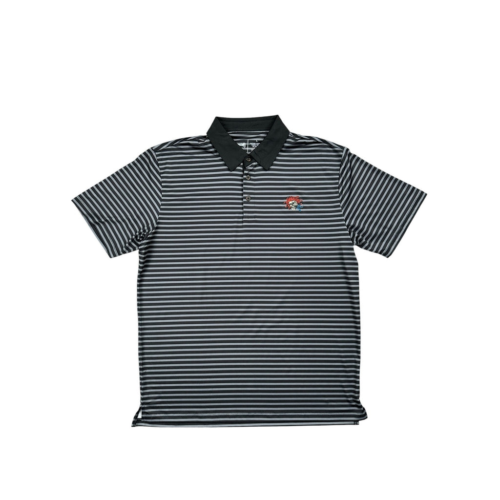 Grateful Dead x Section 119 Performance Striped Polo in Black and Grey — Size Large // Preowned