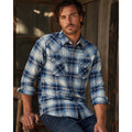 Ralph Lauren Denim and Supply Flannel Plaid Long Sleeve Pearl Snap Button Down in Blue Light Blue White — Size Large // Preowned