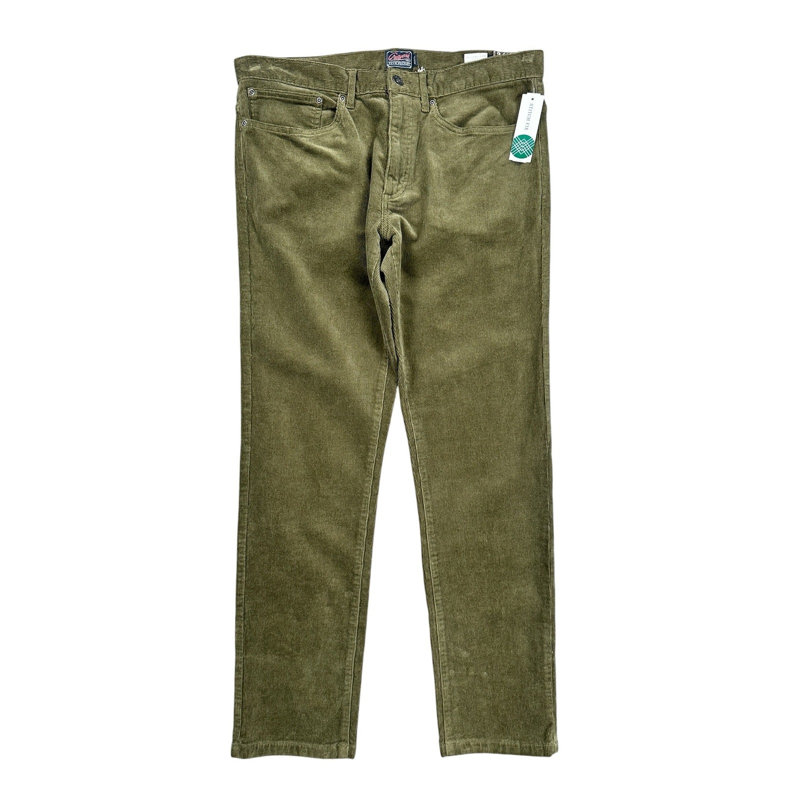 Grayers Burlington Stretch Corduroy Five Pocket Pants in Dusty Olive — Size 34x32