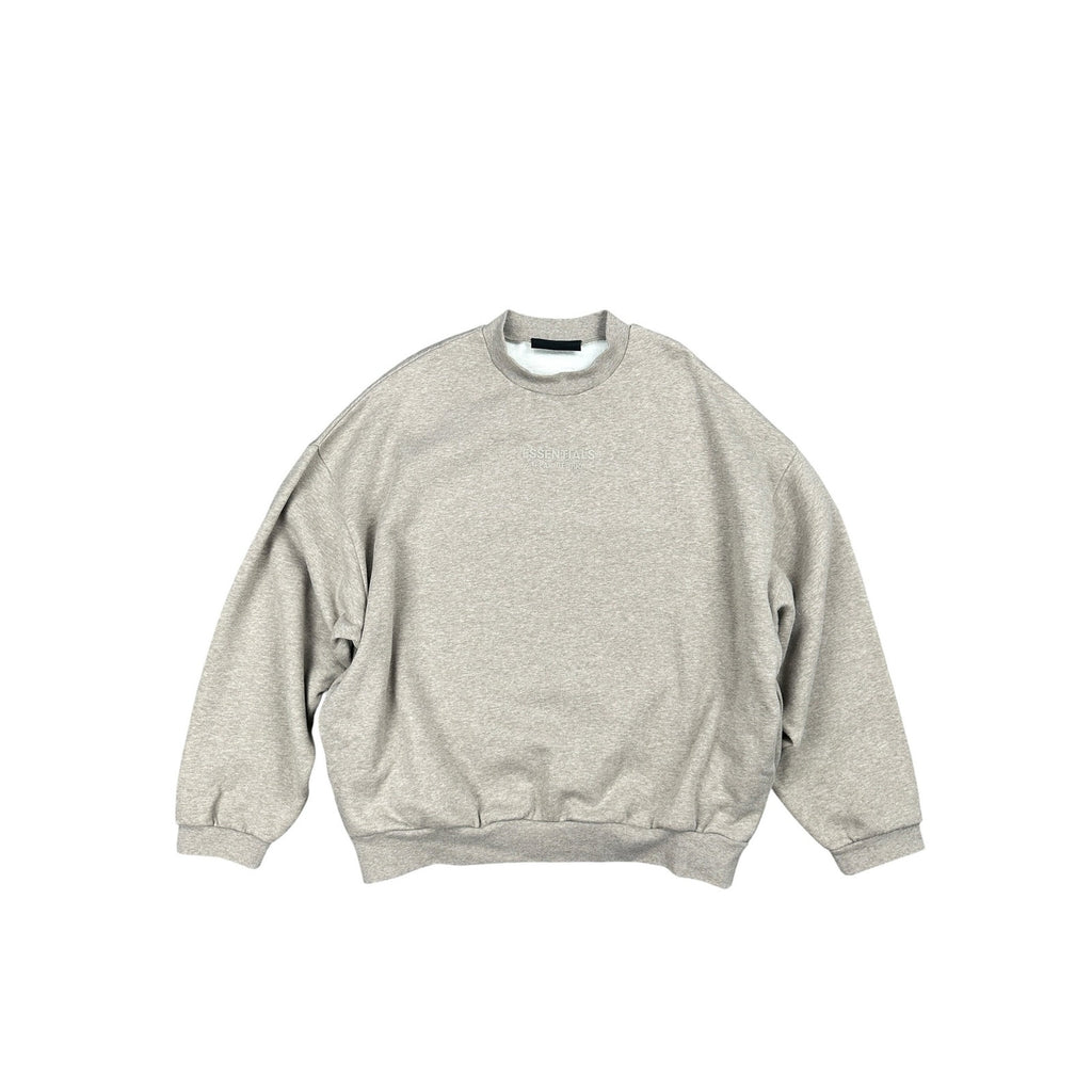 Fear of God Essentials Classic Fit Fleece Crewneck Sweatshirt in Light Heather Oatmeal Tan — Size Large // Preowned