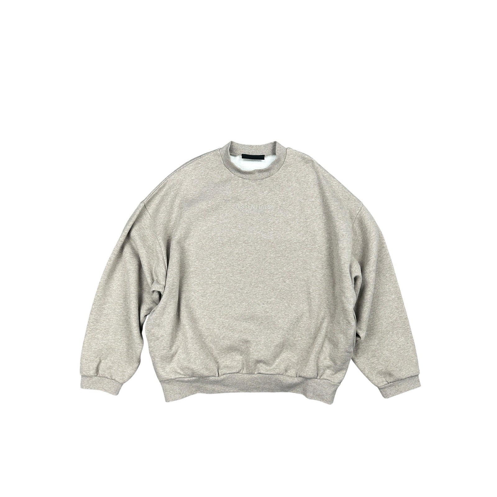 Fear of God Essentials Classic Fit Fleece Crewneck Sweatshirt in Light Heather Oatmeal Tan — Size Large // Preowned