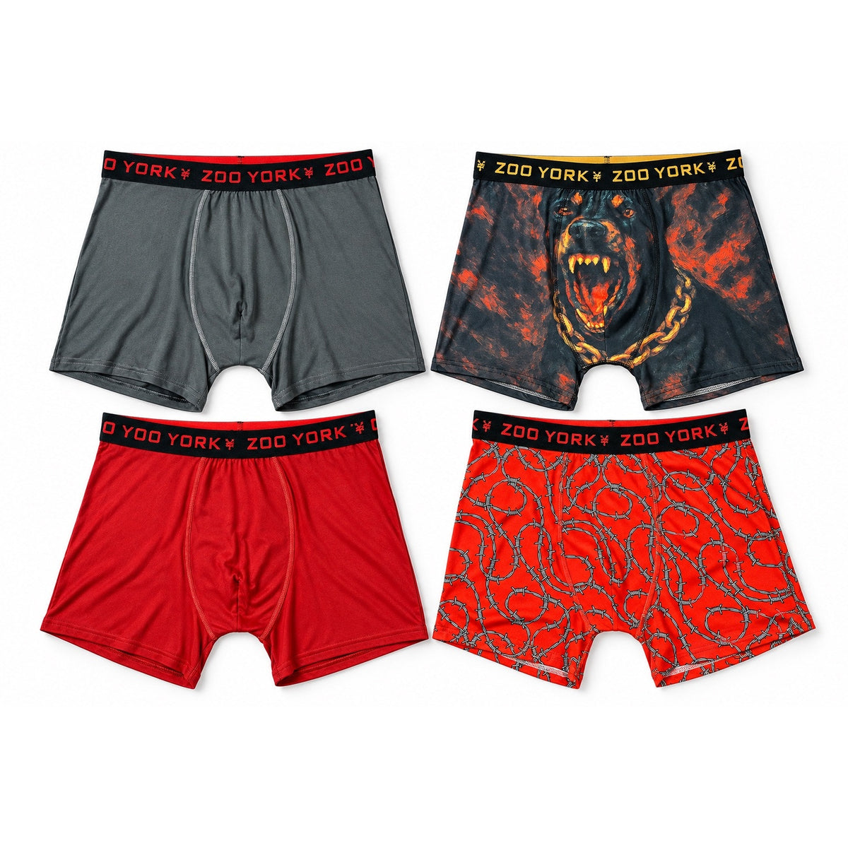 Zoo York Super Soft Brushed Performance Boxer Briefs - 4 Pack — Size Large