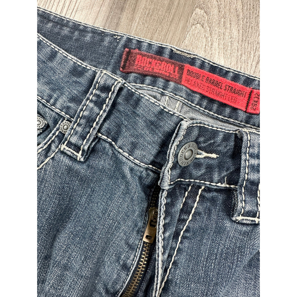 Rock & Roll Denim Double Barrel Relaxed Straight Leg Jean in Blue — Size 29x32 // Preowned
