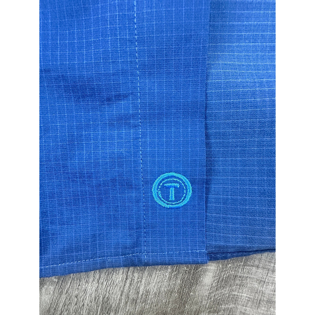 Twillory Signature Performance Tailored Fit Mini Windowpane Long Sleeve Button Down in Navy — Size 2XL // Preowned