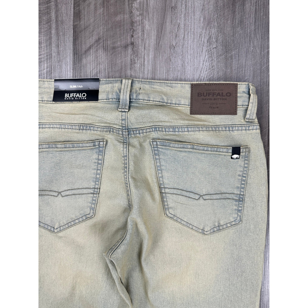 Buffalo David Bitton Ash Slim Stretch Jean in Dirty Blasted Wash — Size 32x32