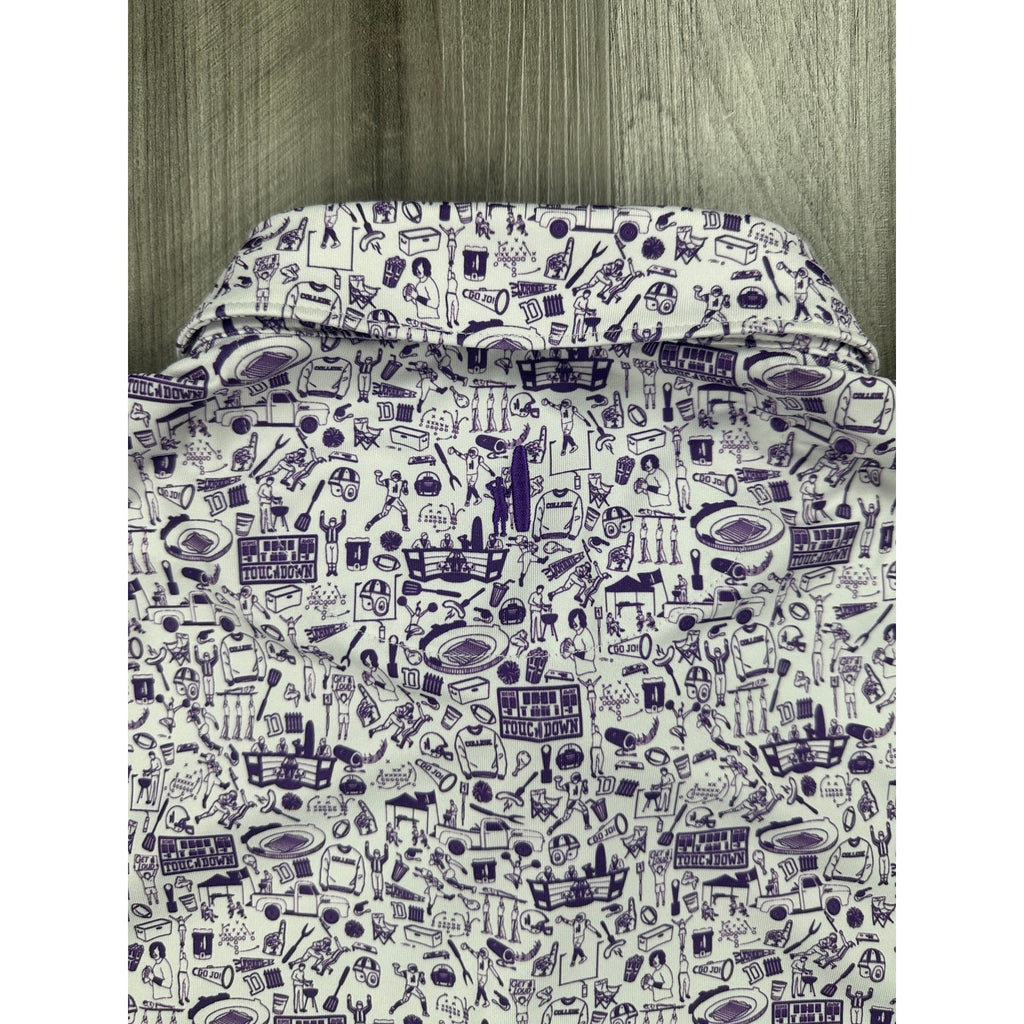 Johnnie-O TCU Horned Frogs Birdie Jersey Golf Polo in Purple and White — Size Medium // Preowned