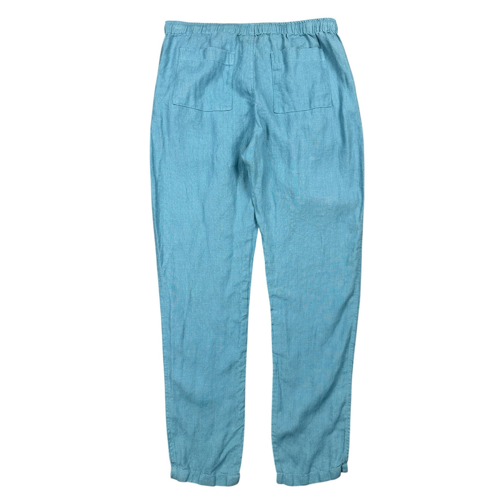 Alex Crane Bo Drawstring Linen Pants in Blue — Size Medium