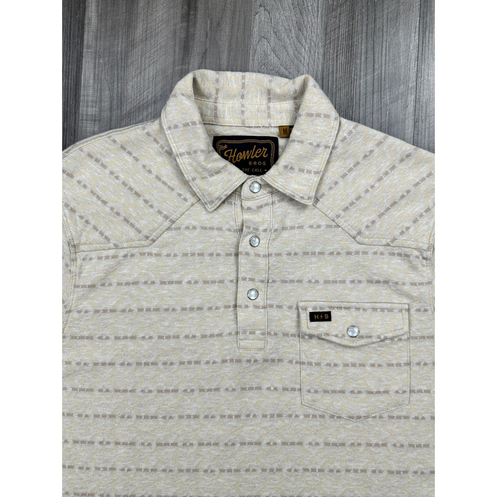 Howler Brothers Ranchero Jacquard Pearl Snap Polo — Size Medium // Preowned