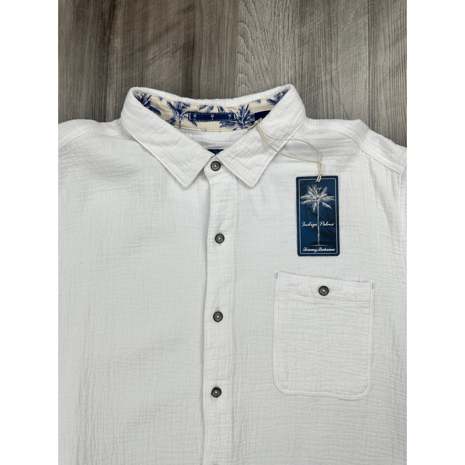 Tommy Bahama Indigo Palms Beachside Cruiser Cotton Gauze Short Sleeve Button Down in White — Size 2XL