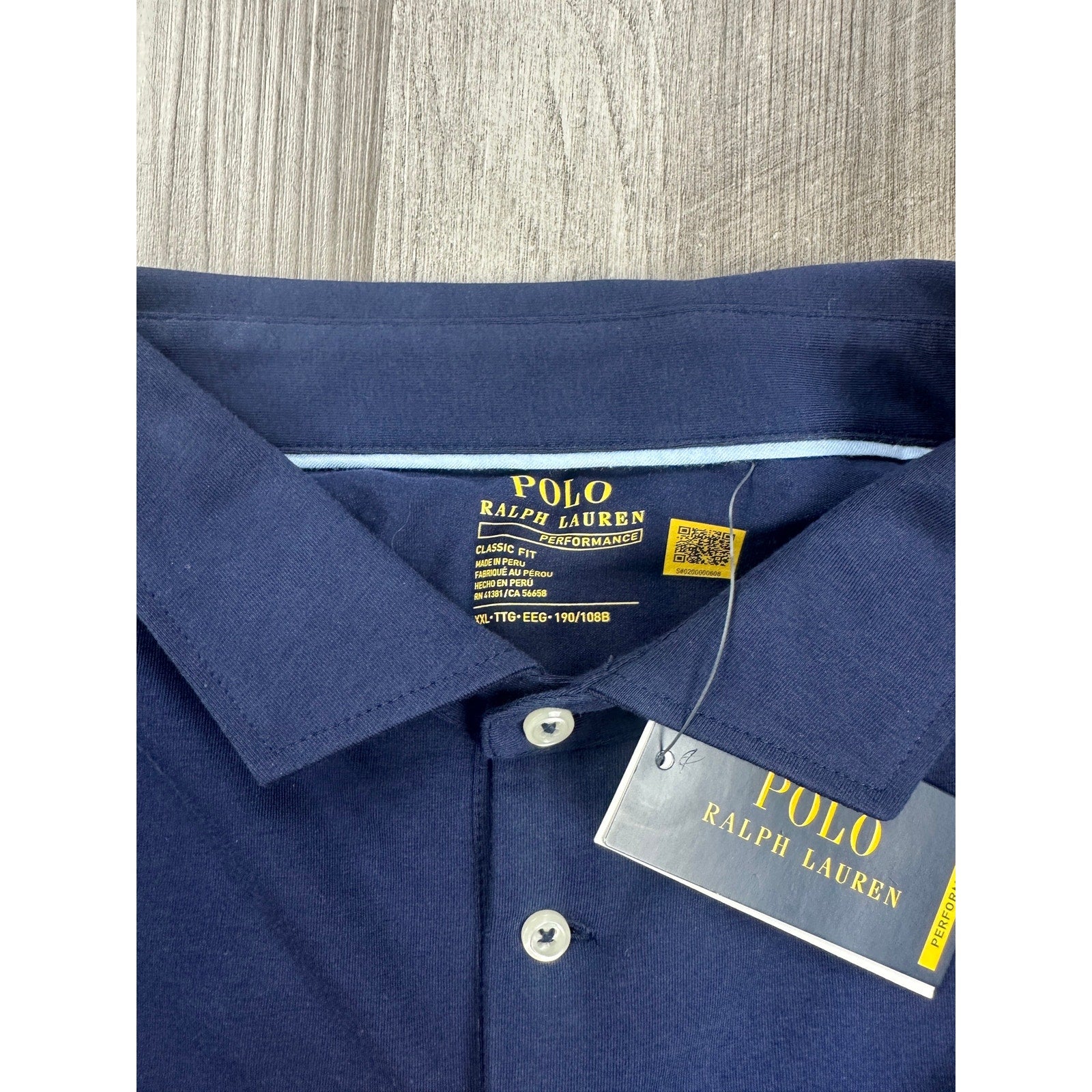 Polo Ralph Lauren Performance Classic Fit Long Sleeve Golf Polo in Navy — Size 2XL