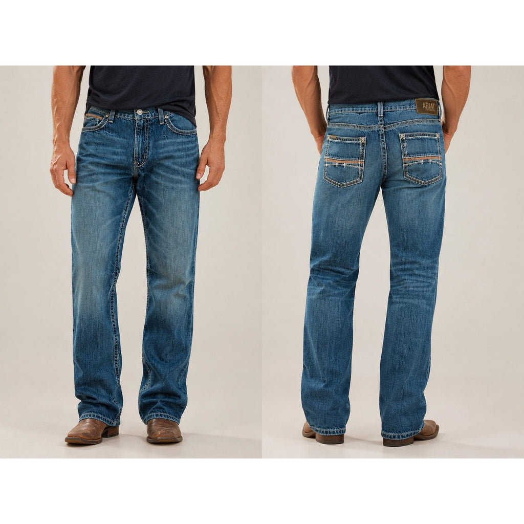 Ariat M4 Low Rise Coltrane Boot Cut Jean in Durango Blue — Size 36x32 // Preowned