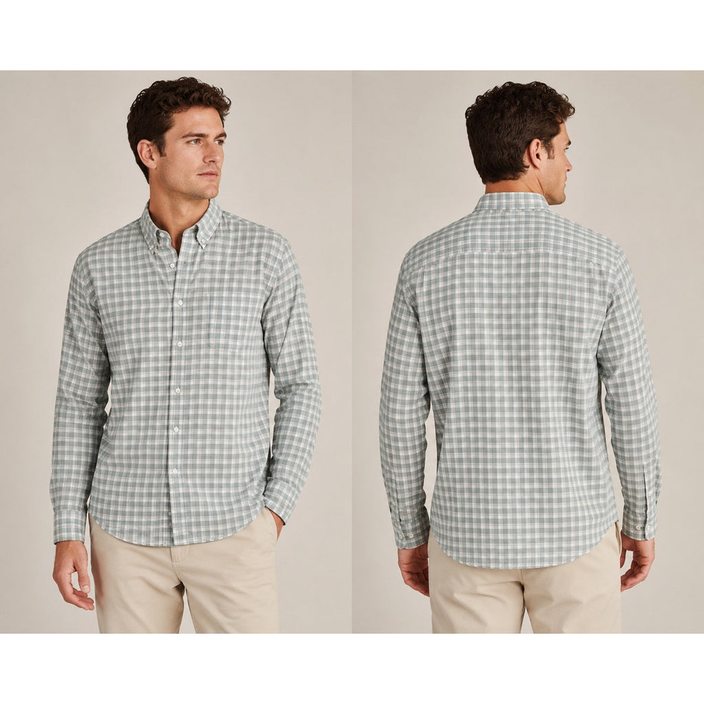 The Normal Brand Plaid Long Sleeve Button Down in Gray Tan Red and White — Size XL // Preowned