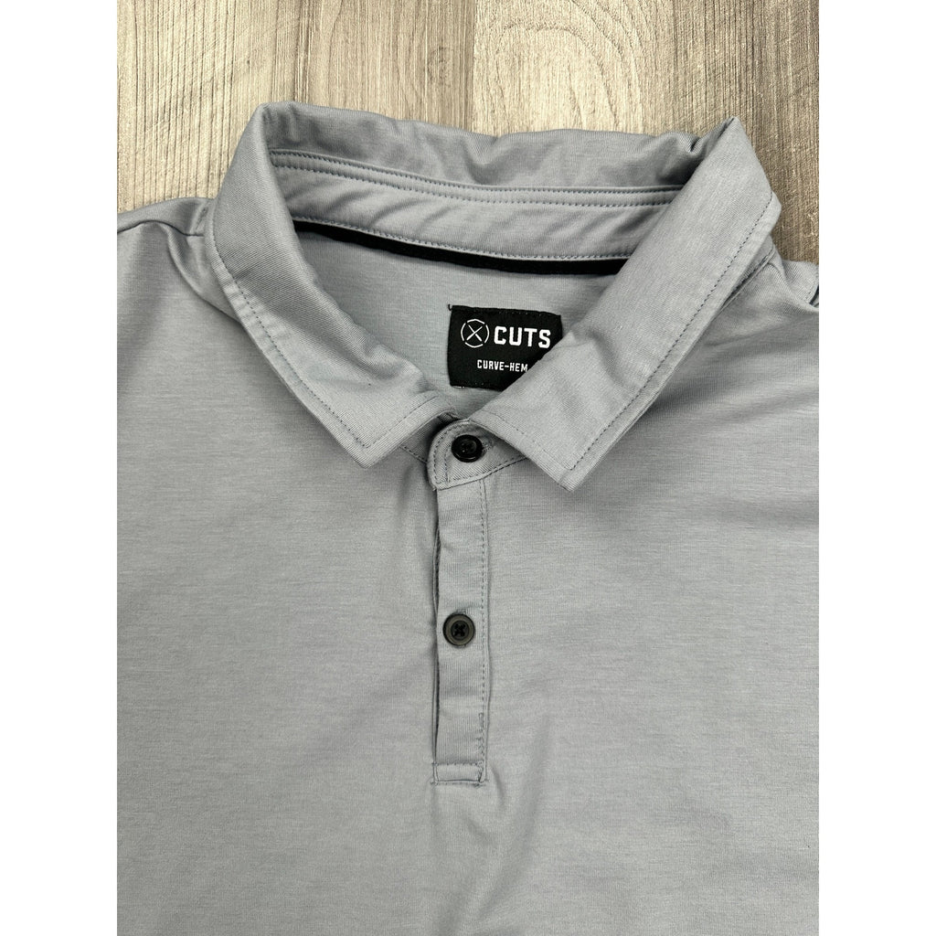 Cuts Pyca Pro Curve Hem Polo Shirt in Gray — Size 2XL // Preowned