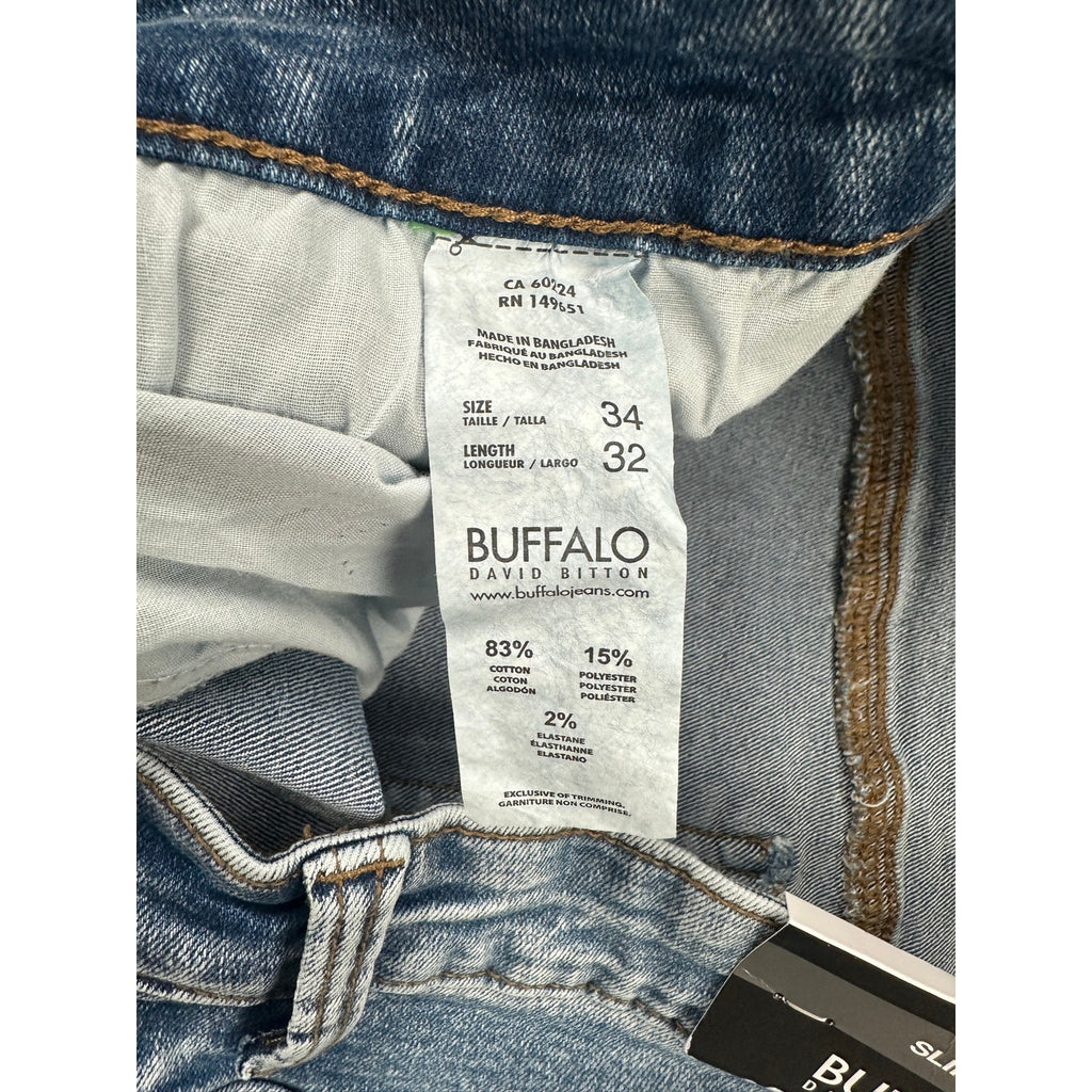 Buffalo David Bitton Slim Ash Stretch Jeans in Marbled and Sanded — Size 34x32