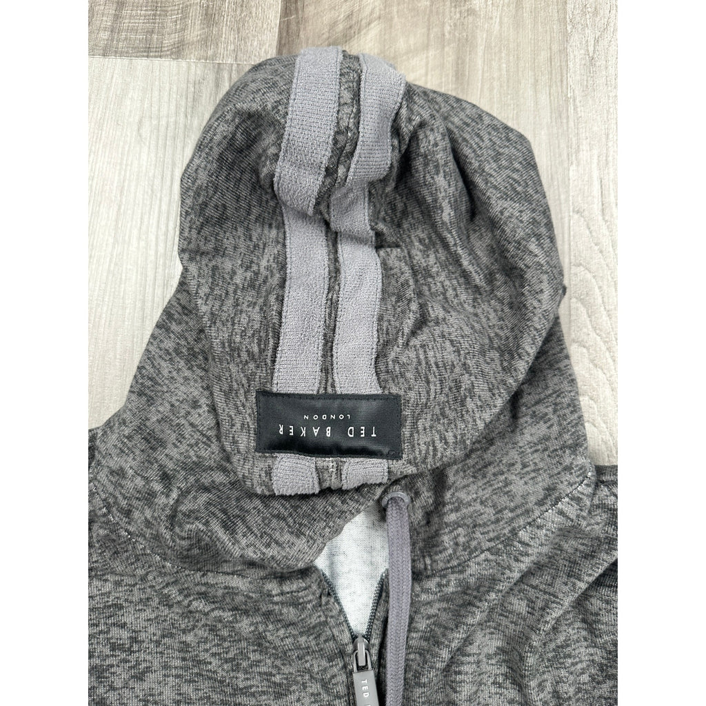 Ted Baker Hacci Single Jersey Full Zip Hoodie in Tornado Heather — Size Large