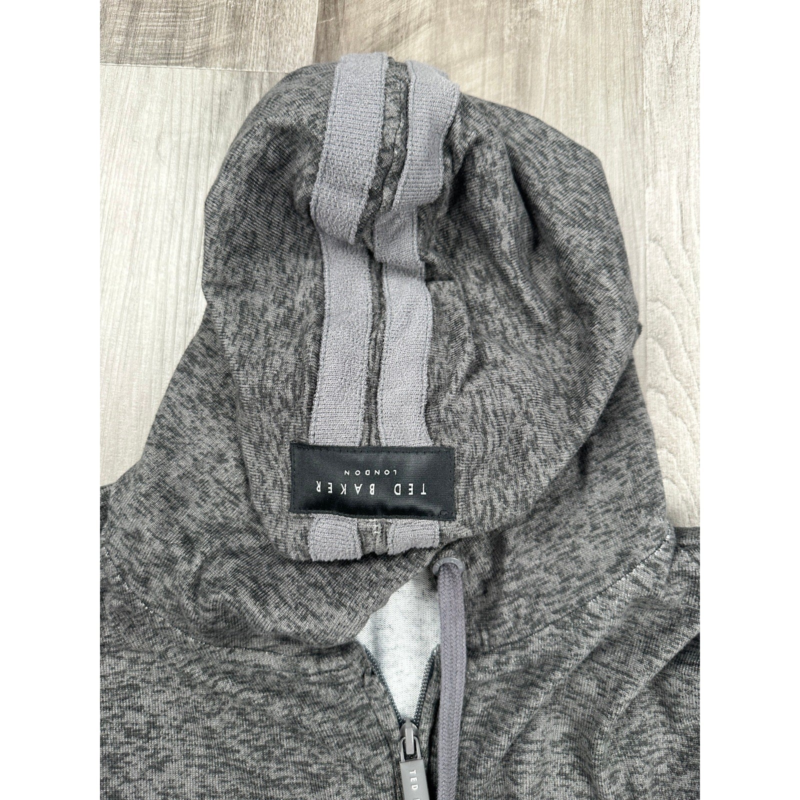 Ted Baker Hacci Single Jersey Full Zip Hoodie in Tornado Heather — Size Large