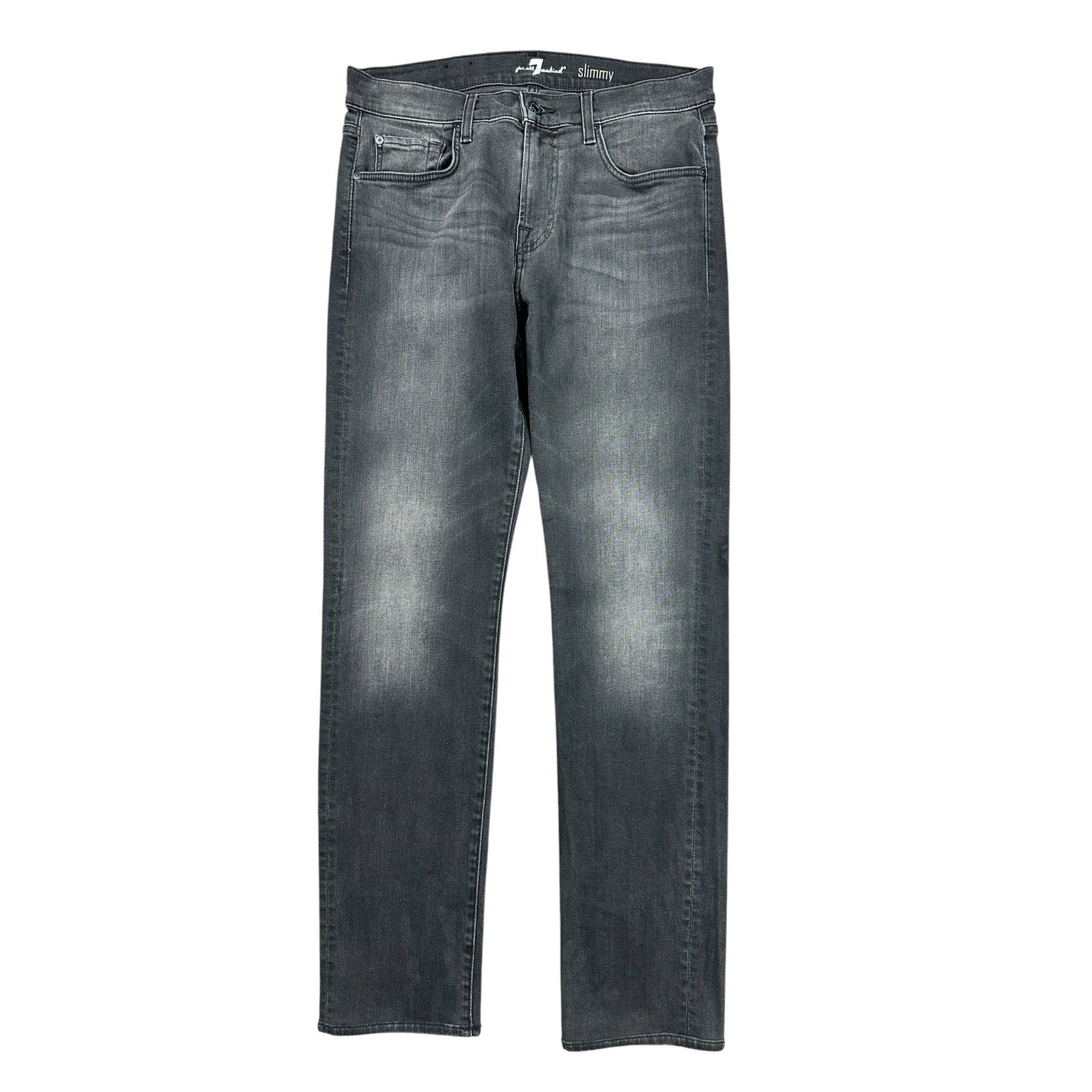 7 For All Mankind Slimmy Straight Leg Jean in Black — Size 33 // Preowned