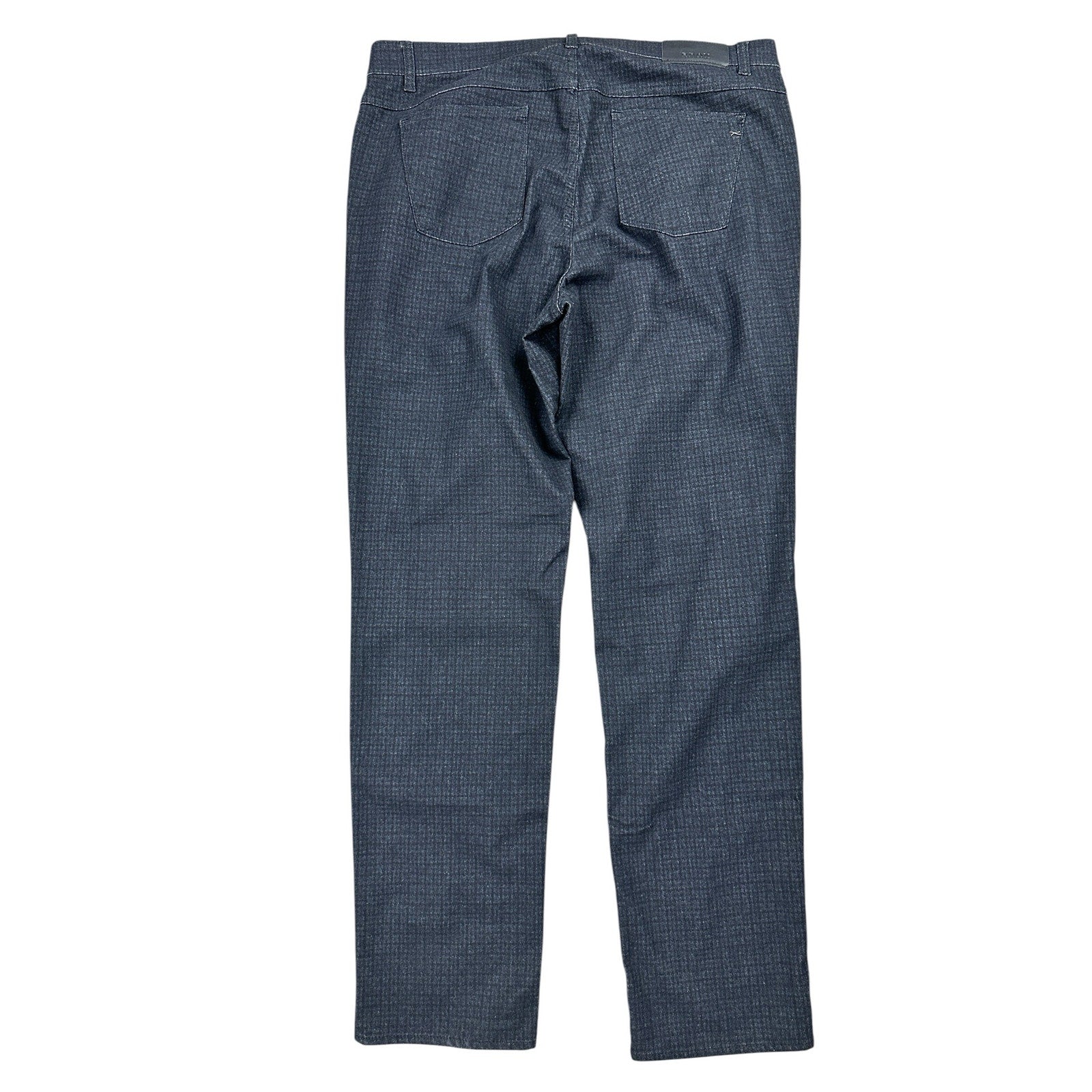 Brax Cooper Fancy Checkered Print Pants in Black and Navy — Size 38x34 // Preowned